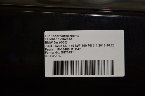 BMW 5 M5 G30 F90 door aluminum rear right 475 BMW 5 M5 G30 F90 door aluminum rear right 475