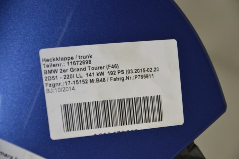 BMW 2 F46 spoiler lotka klapy tył 7349448 B45 BMW 2 F46 spoiler lotka klapy tył 7349448 B45
