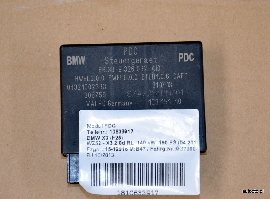 BMW F15 F25 F48 i3 Mini F56 sterownik PDC 9326032