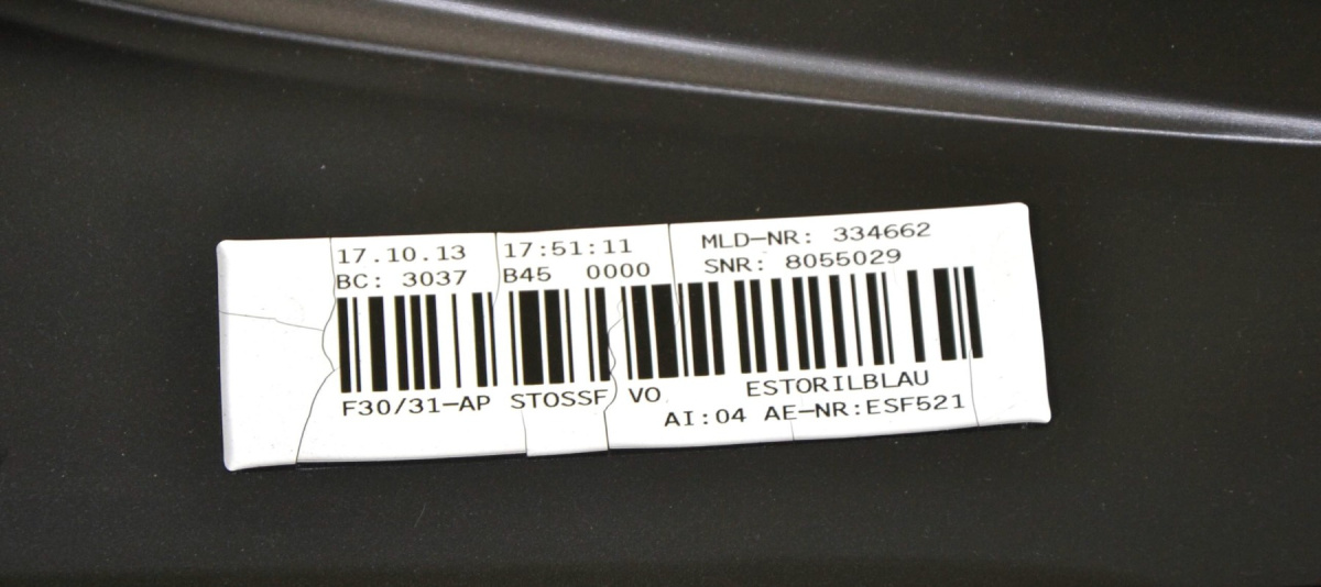 BMW 3 F30 F31 M Package panel bumper painted front color B45 BMW 3 F30 F31 M Package panel bumper painted front color B45