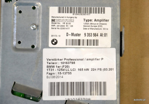BMW F20 F21 F22 wzmacniacz Harman Kardon 9353984 BMW F20 F21 F22 wzmacniacz Harman Kardon 9353984