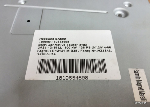 BMW F10 F20 F22 F25 F45 nawigacja radio CD 9365851 BMW F10 F20 F22 F25 F45 nawigacja radio CD 9365851